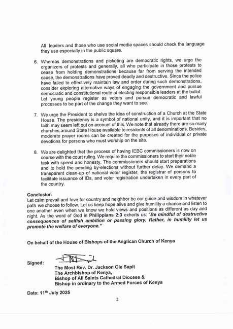 Statement Jackson Ole Sapit 25 Jul 2